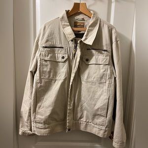 Levi Strauss Signature relaxed fit trucker jacket in beige. Size L